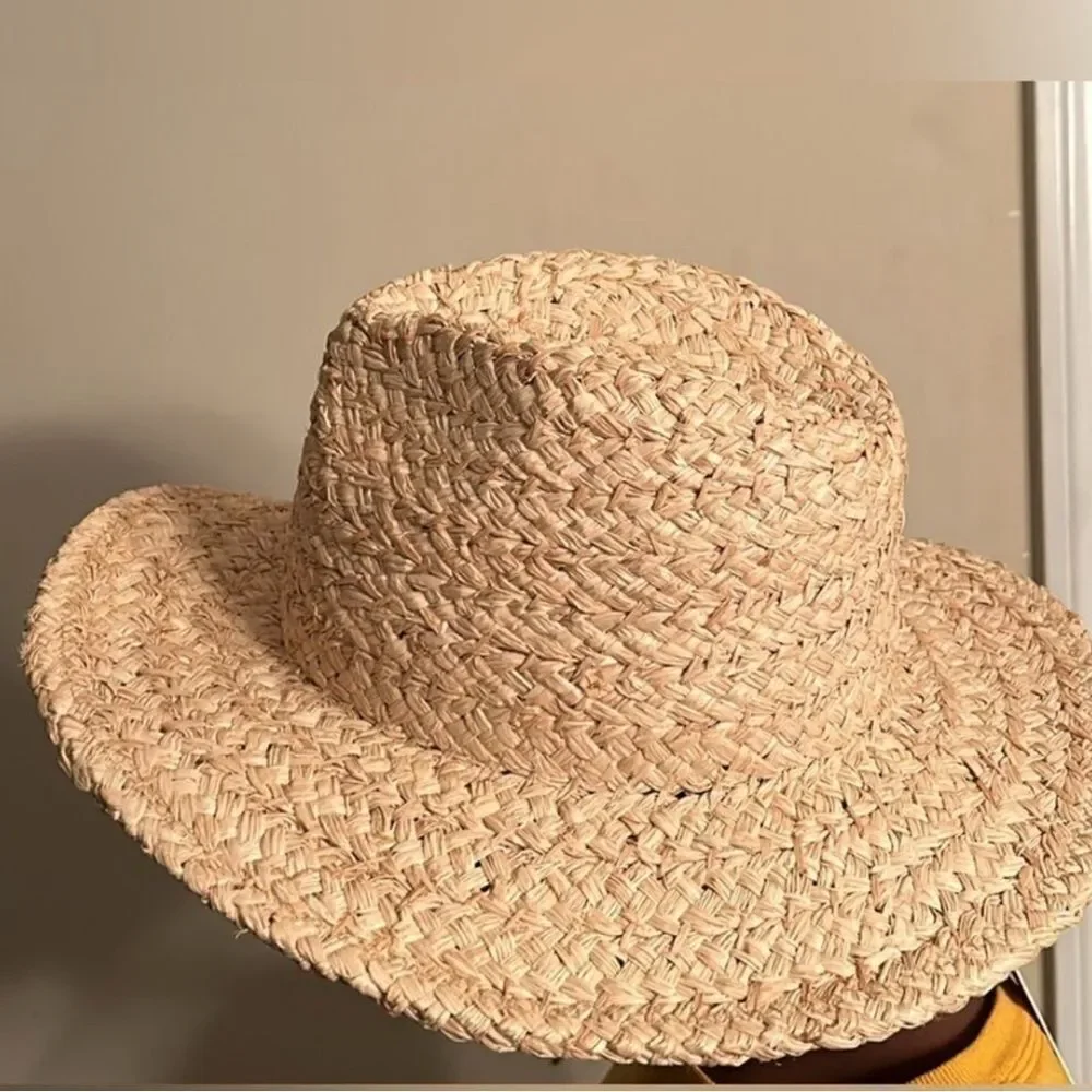 Will + Bear Tan Raffia Straw Unisex Hat(Size Large)